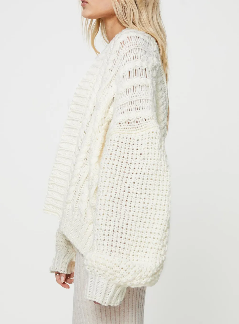Cable Cardigan Oversized Cream