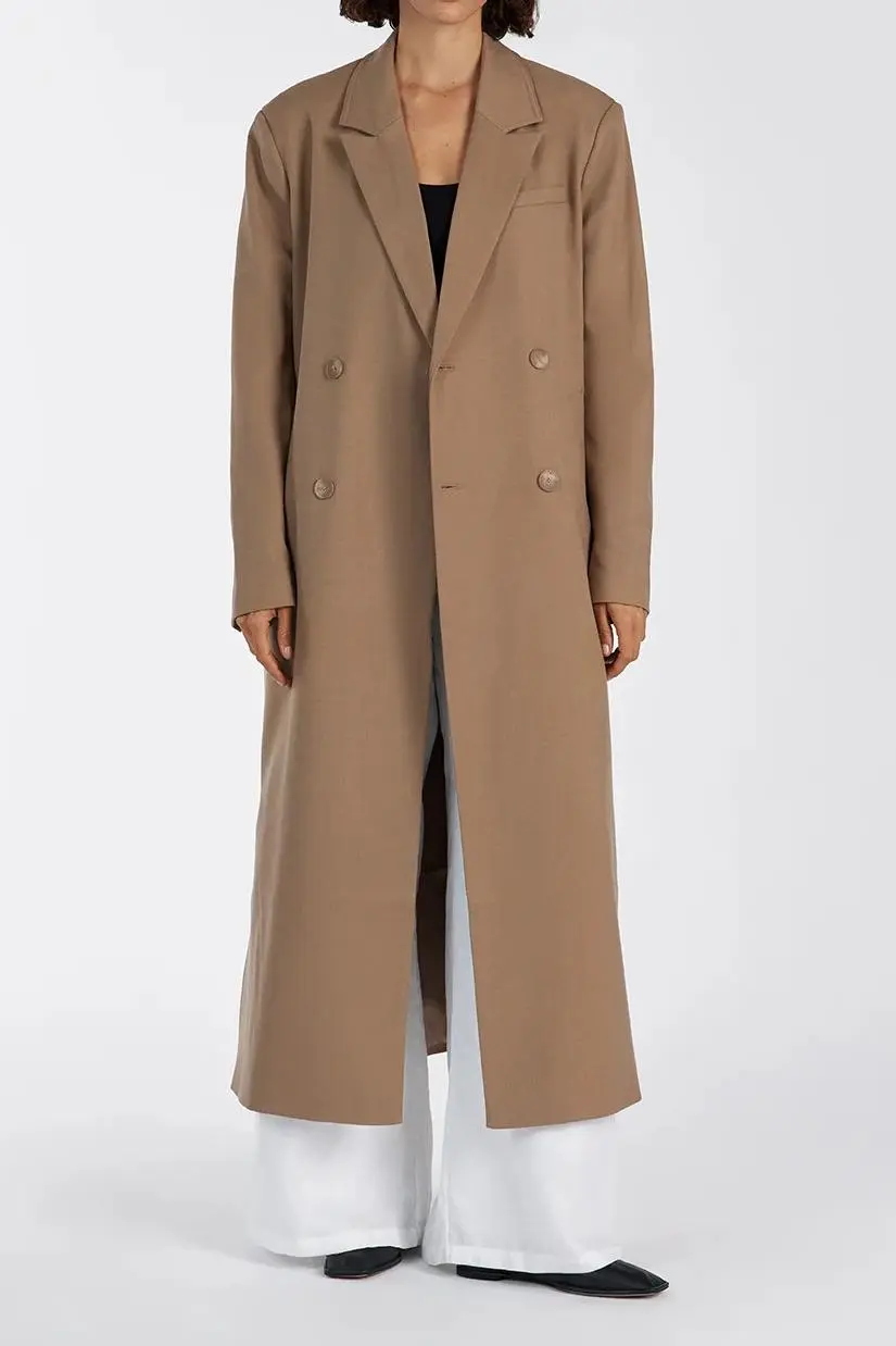 TAN WOOL BLEND COAT
