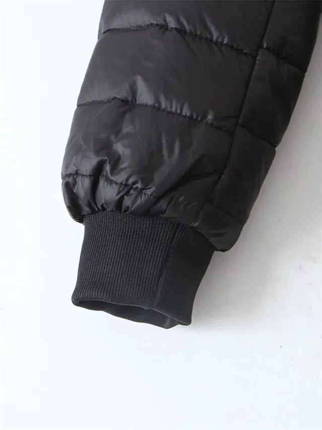 Women's Parka Quilted Coat Fleece Lined Sherpa Jacket Fall Long Coat Winter Puffer Jacket Windproof Warm Heated Coat Stylish Casual Jacket Long Sleeve Plain Full Zip Black