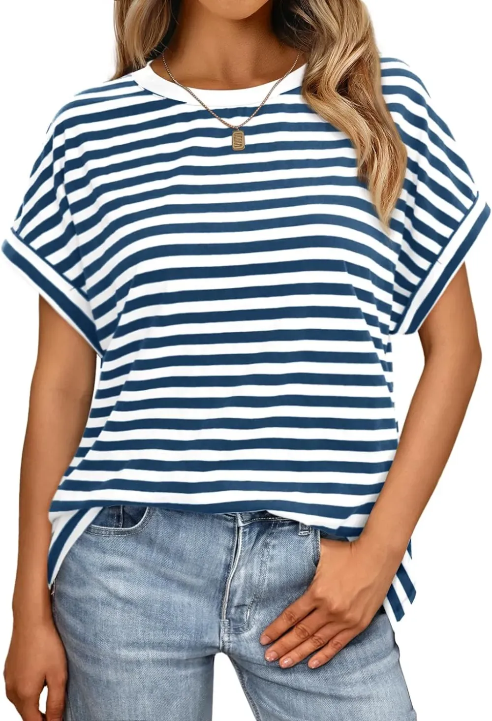 AUTOMET Women Tops Casual Basic T Shirts Loose Fit Crewneck Short Sleeve Summer Outfits