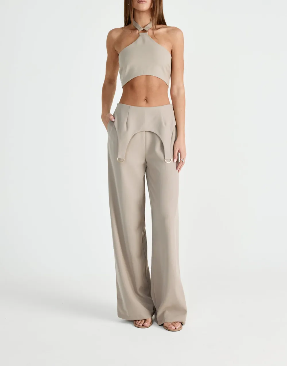 Designer High-Waist Wide-Leg Pants