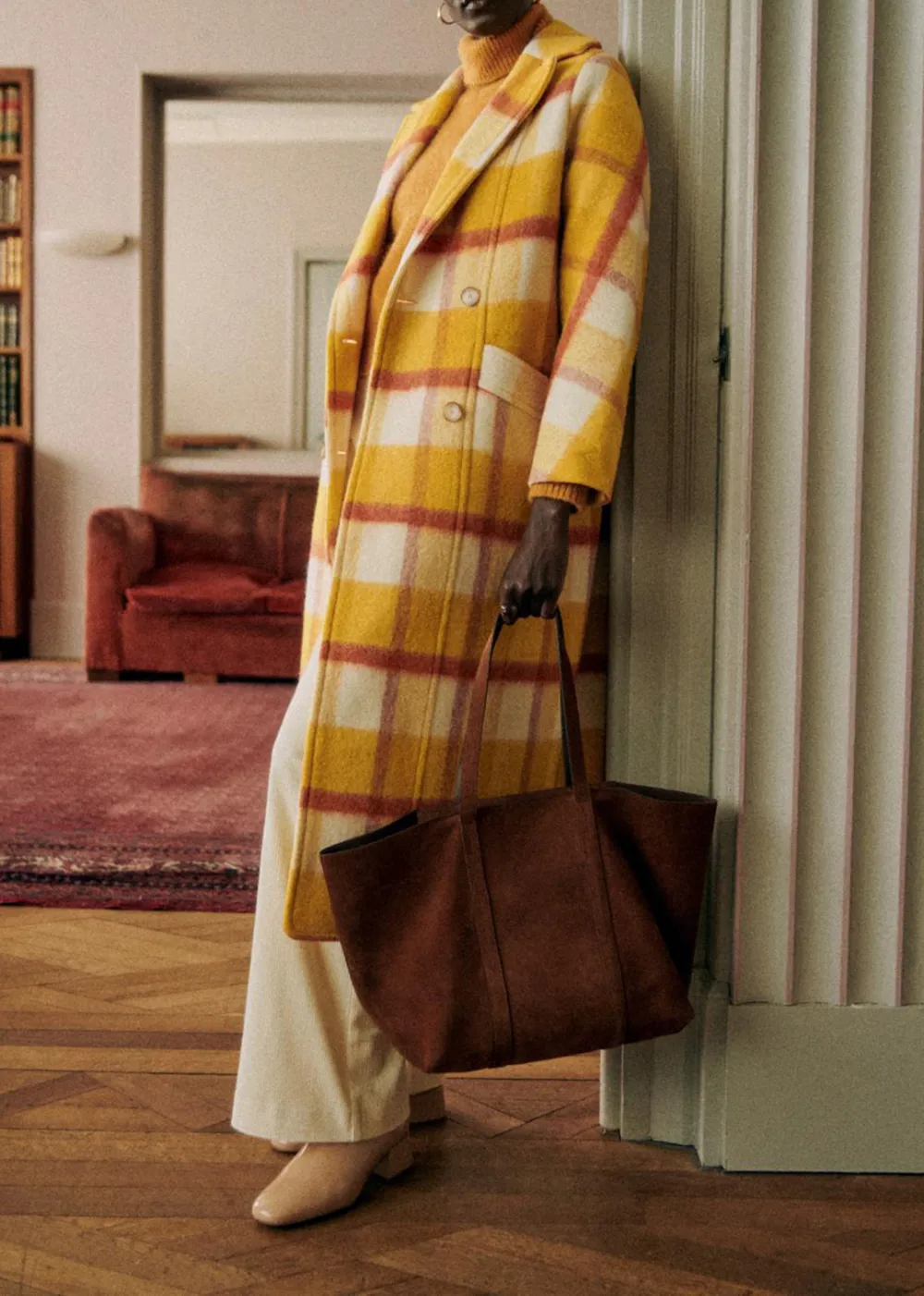 Loose Check Long Coat