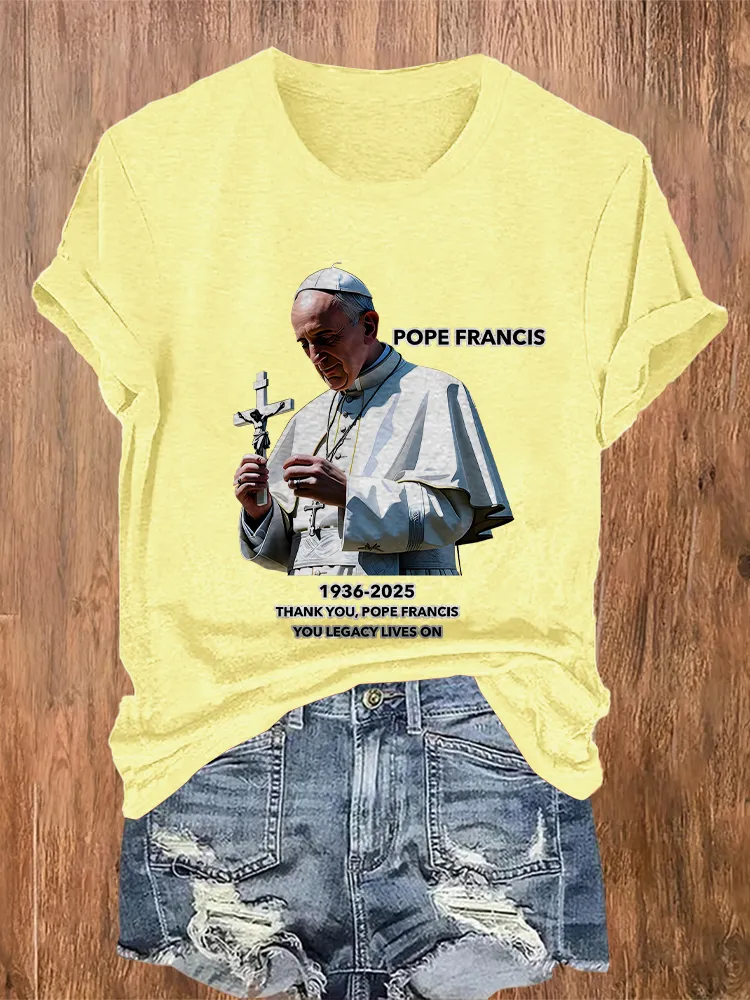 Women's Rest In Peace 1936-2025 Thank You Pf You Legacy Lives On Round Neck Short Sleeves Pure Cotton T-Shirt