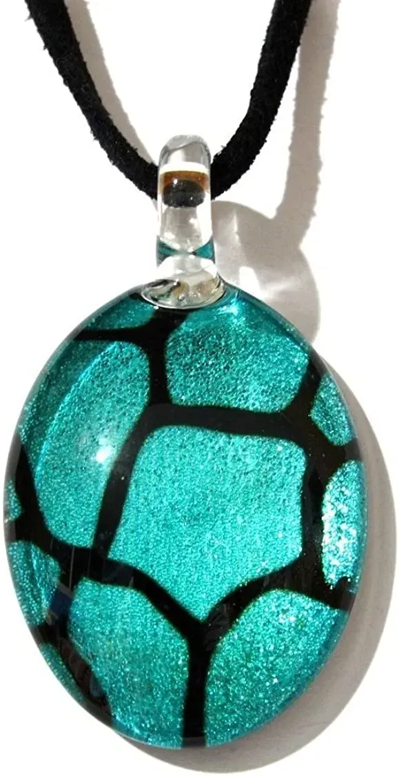 Handmade Dinosaur Egg Look Glass Pendant Glass Blown Necklace Jewelry No.1 - Collection Y2015