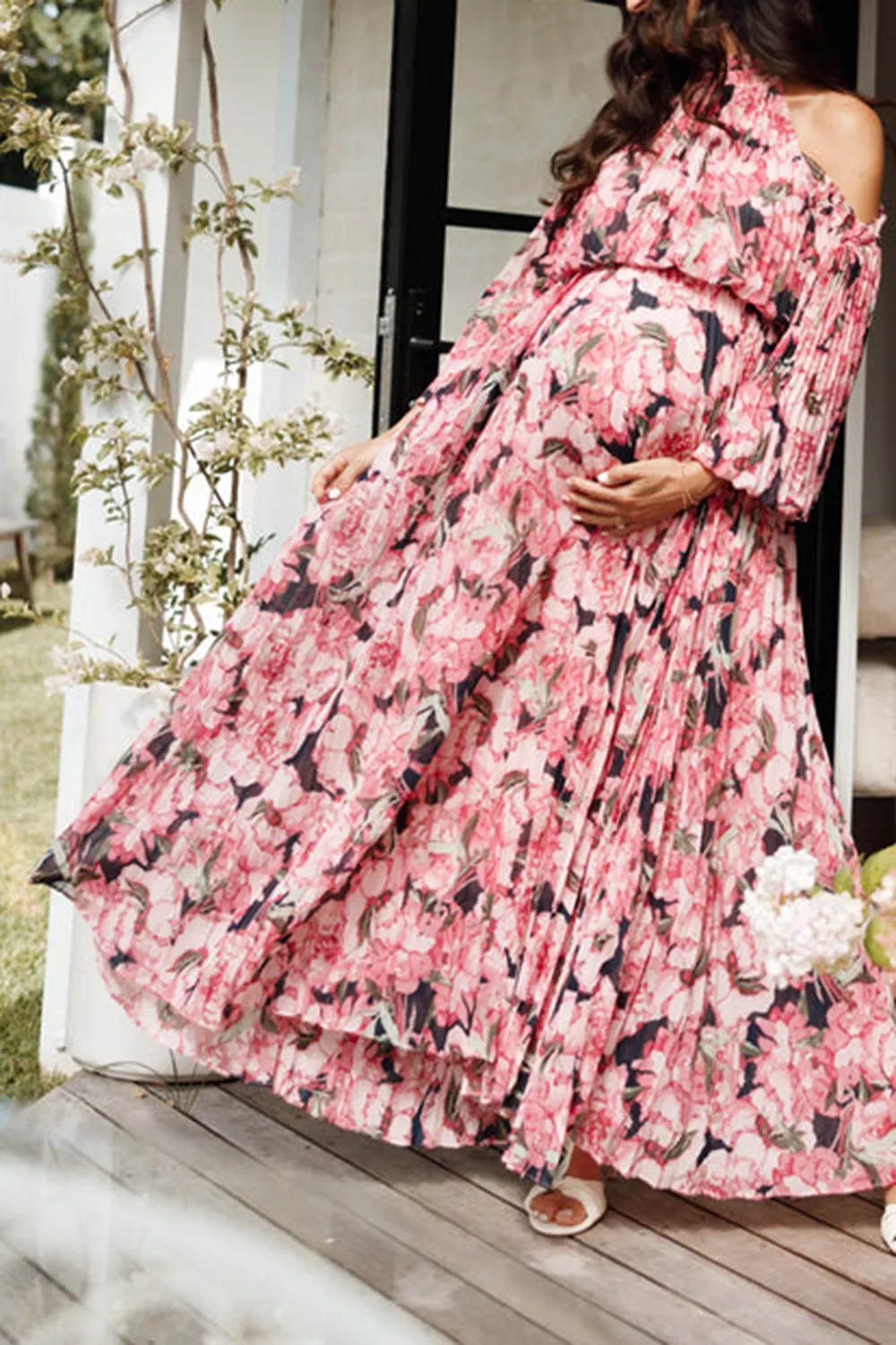 OFF-THE-SHOULDER TRUMPET SLEEVE DRESS