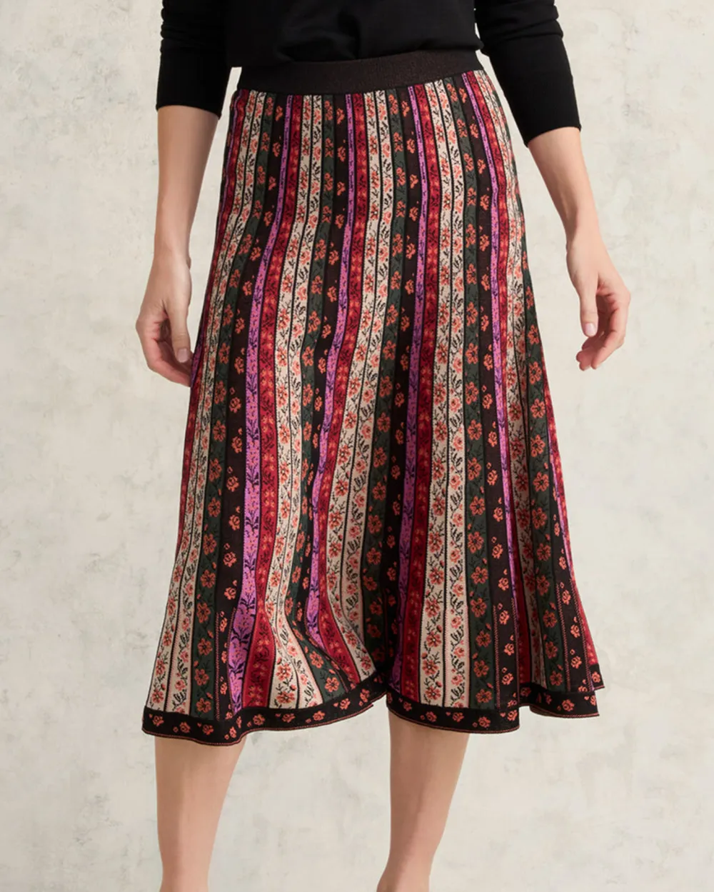 Folk Jacquard Knit Skirt