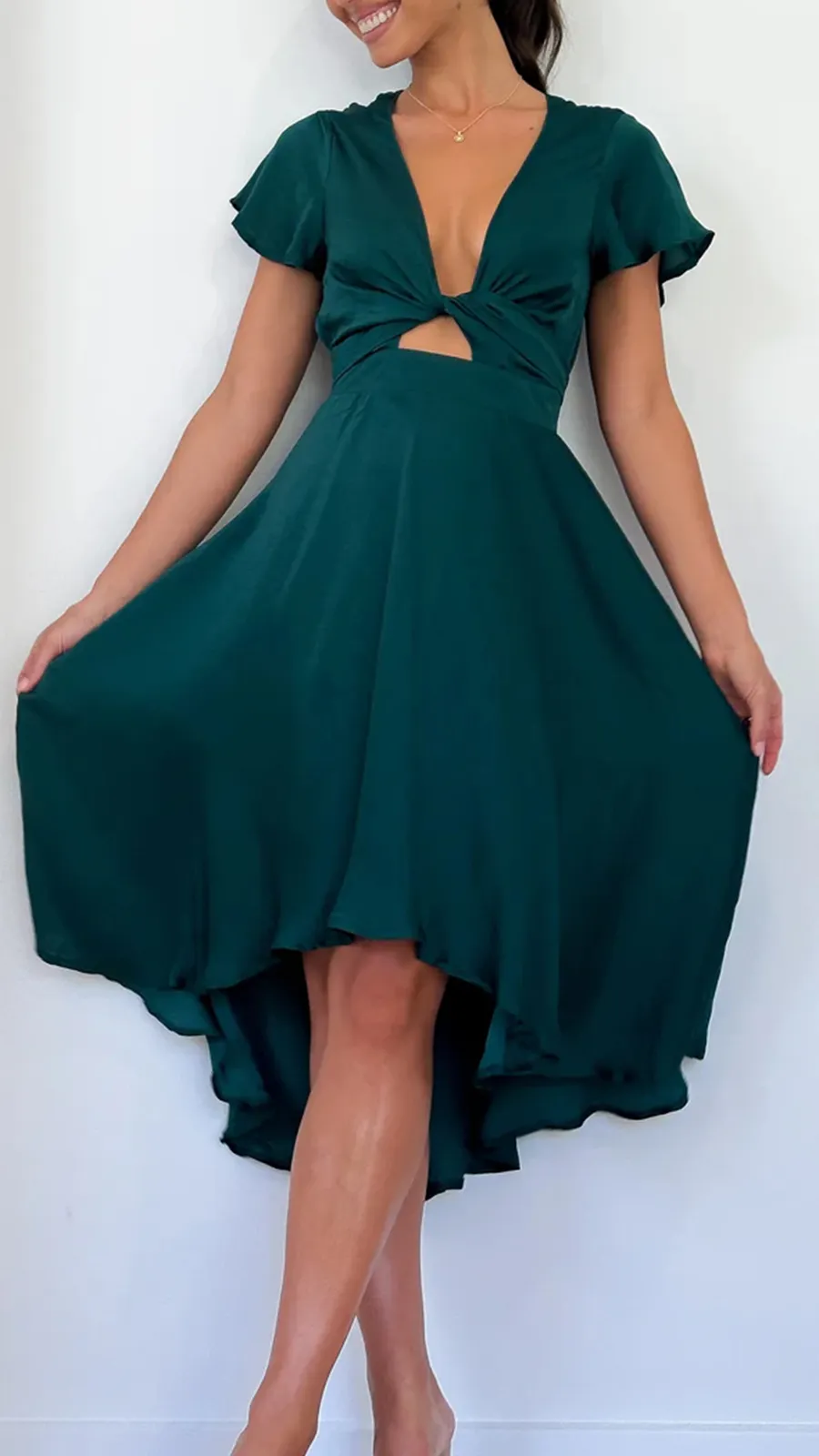 Sexy Flowing With Cutout Back Midi Dress