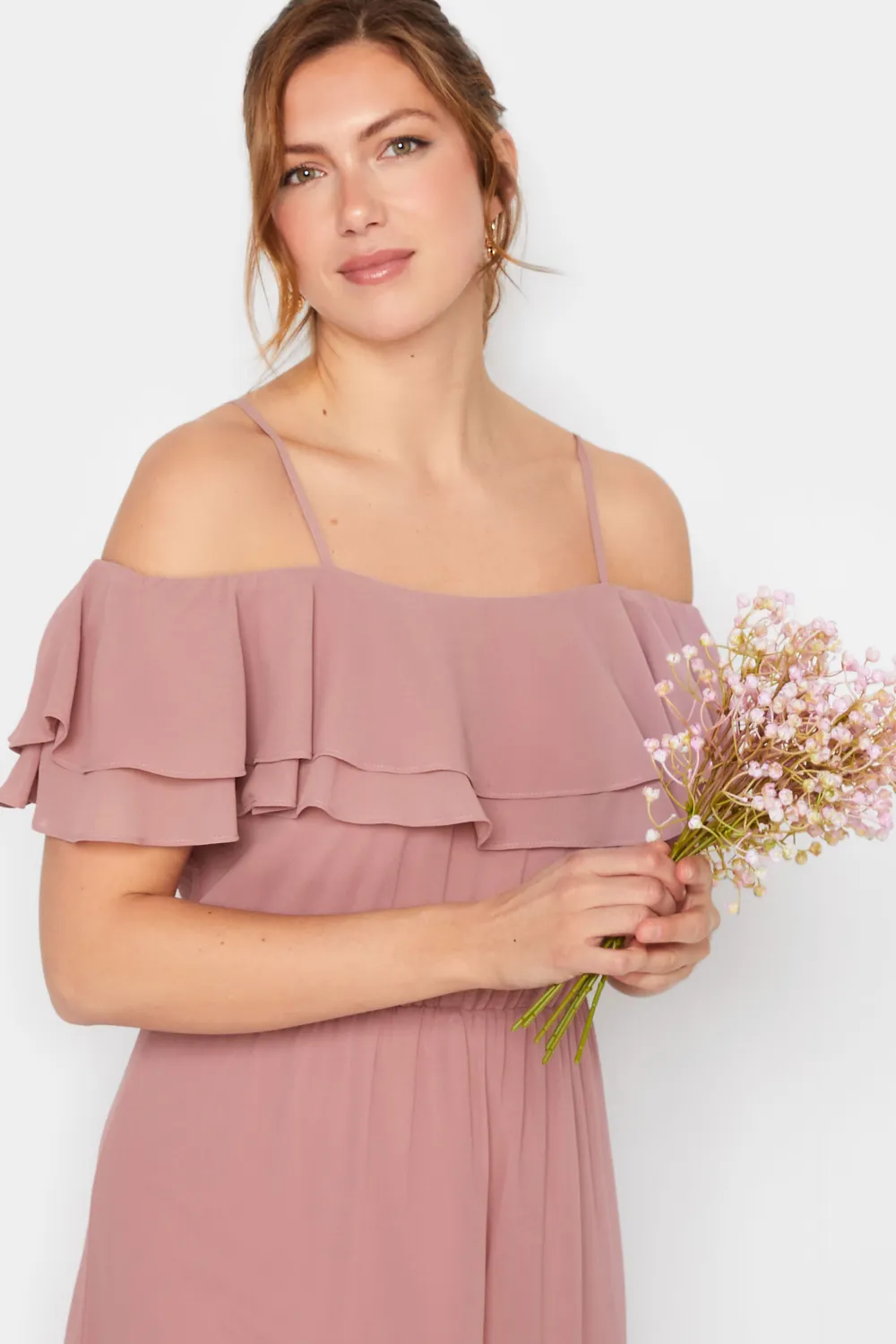 LTS Tall Blush Pink Ruffle Maxi Dress
