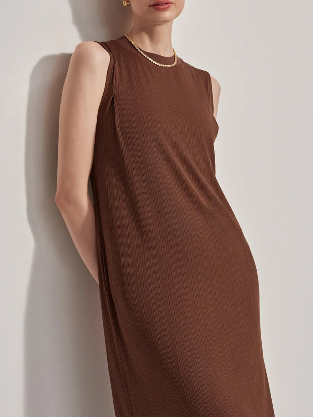 Satin Sleeveless Midi Dress
