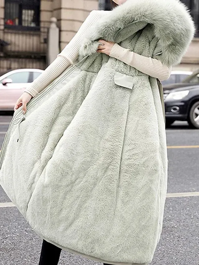 Women's Winter Jacket Winter Coat Parka Hoodie Jacket School Outdoor Street Winter Fall Long Coat Regular Fit Warm Breathable Simple Casual Daily Comfortable Jacket Long Sleeve Solid Color Pure Color