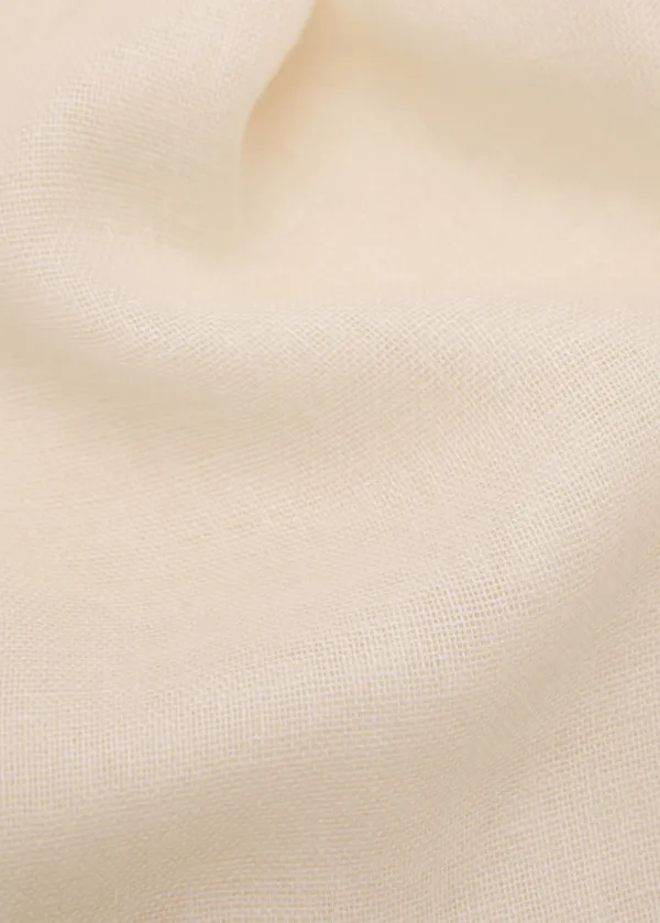 Linen-Blend Casual Style Scarf With Frayed Ends