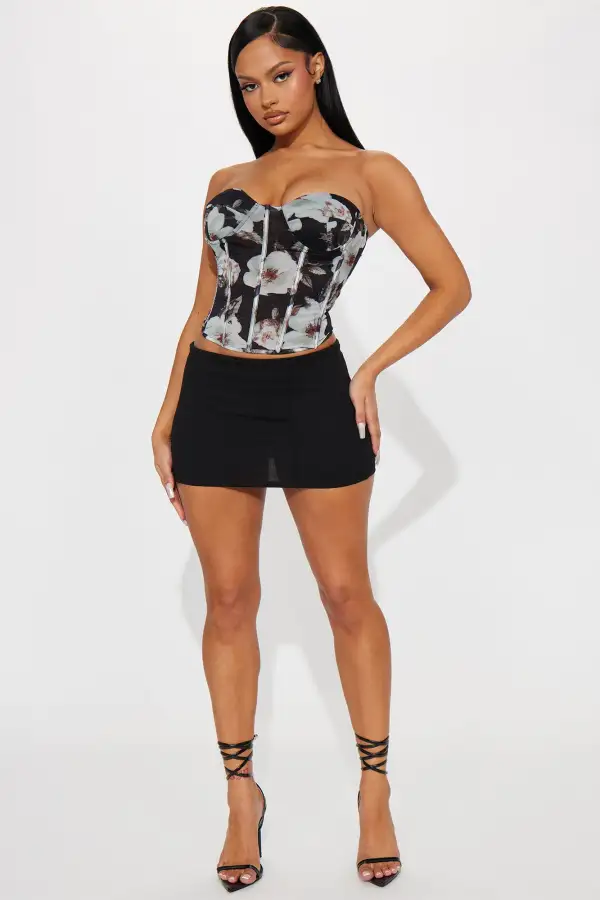 Noemi Mesh Corset Top - Black/combo