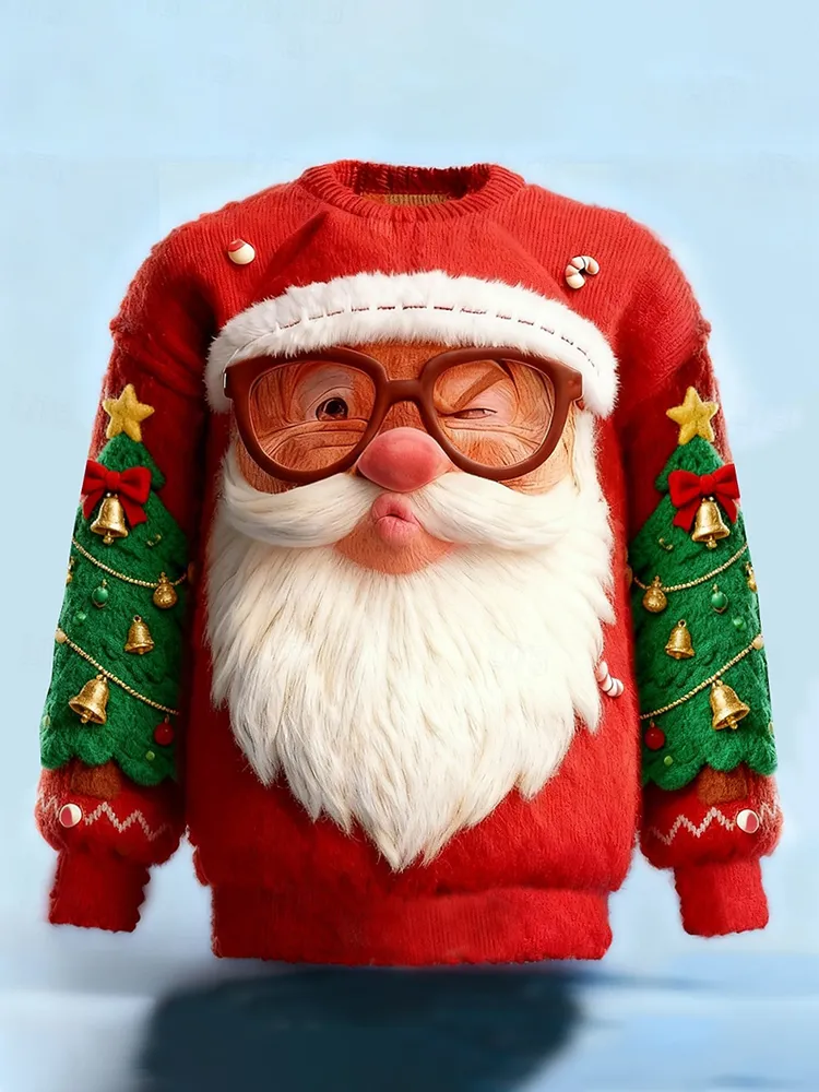 Men's Santa Claus Funny Kiss Ugly Sweater