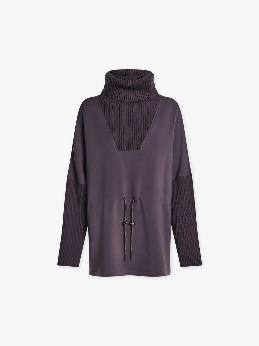 Chic Turtleneck Drawstring-Waist Sweatshirt