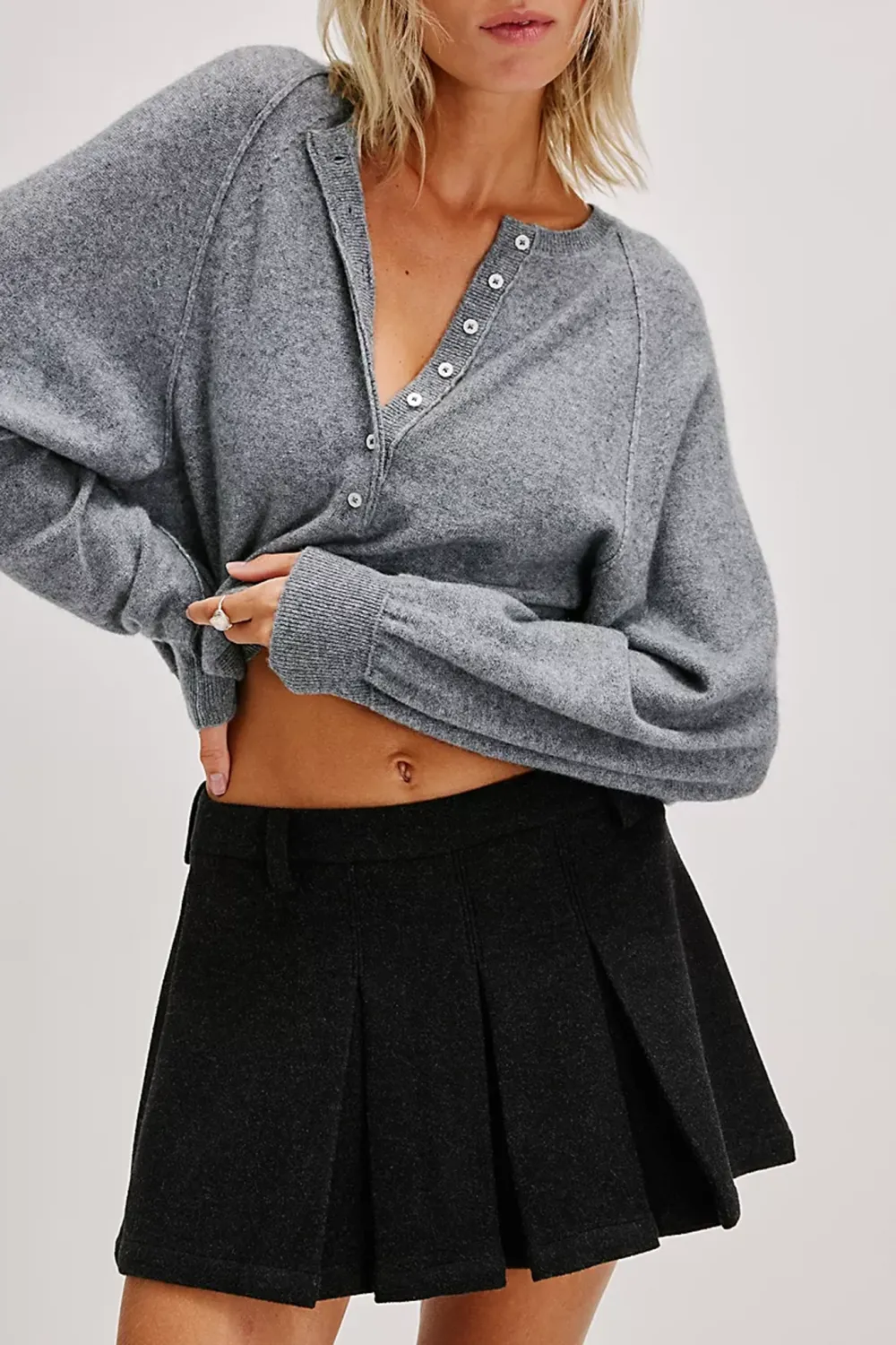 Pleated High Waisted Mini Skirt