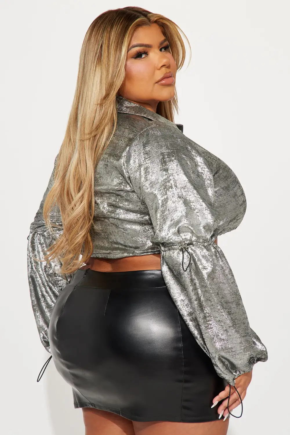 Watch Me Metallic Shirt - Gunmetal