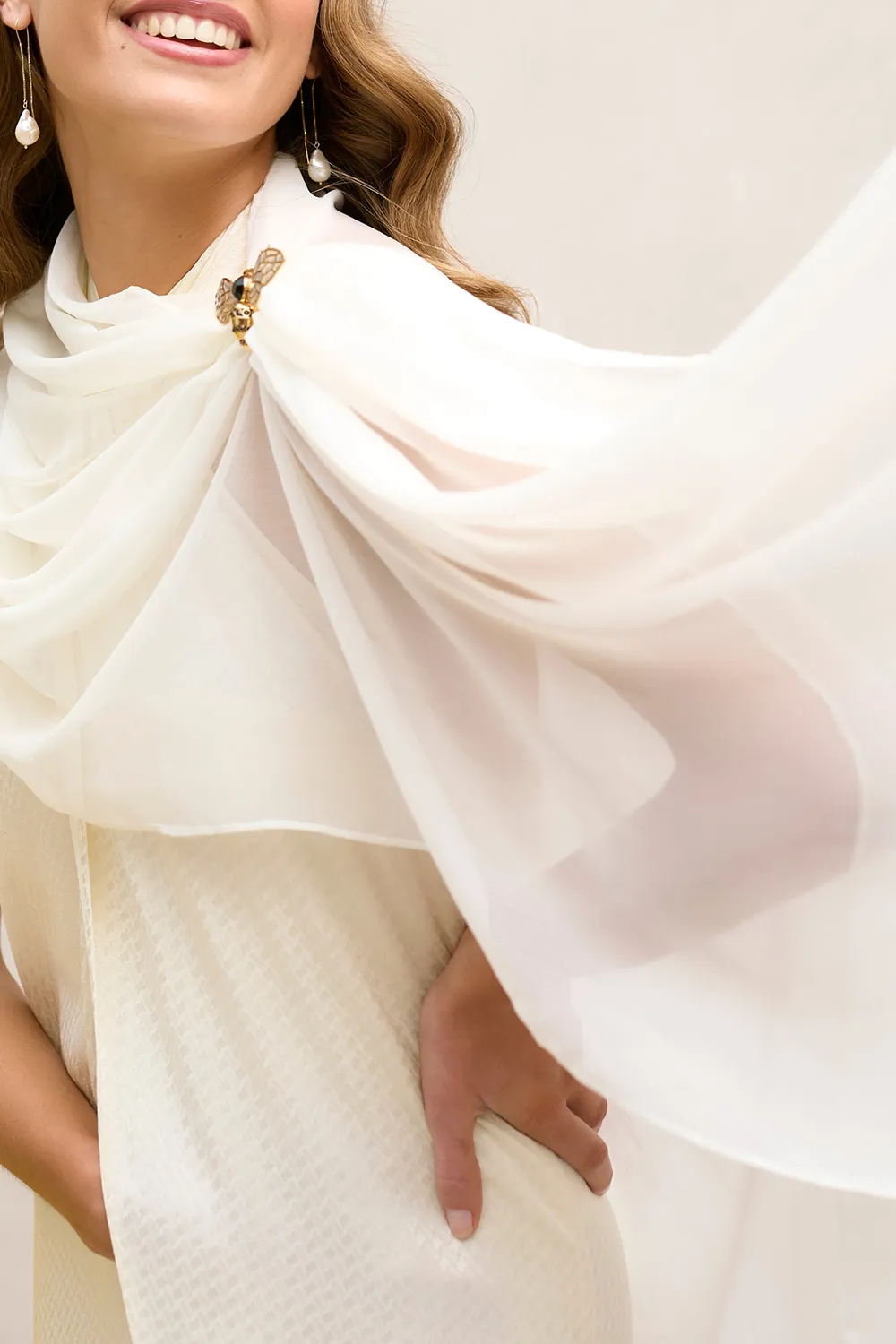 White Women's Solid Color Shawl