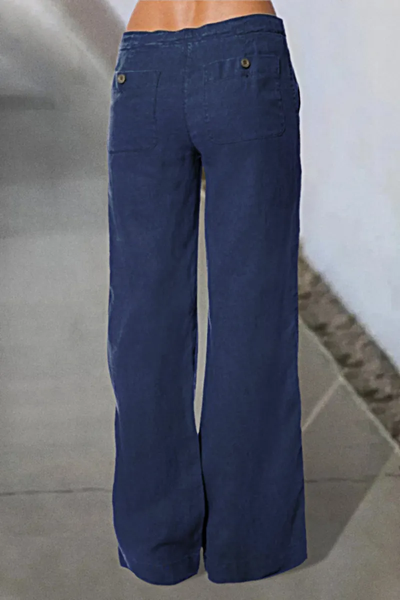 Drawstring Low Waist Wide Leg Jeans