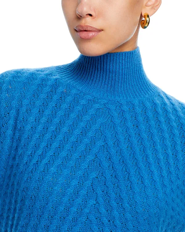 Drop Shoulder Waffle Mock Neck Sweater