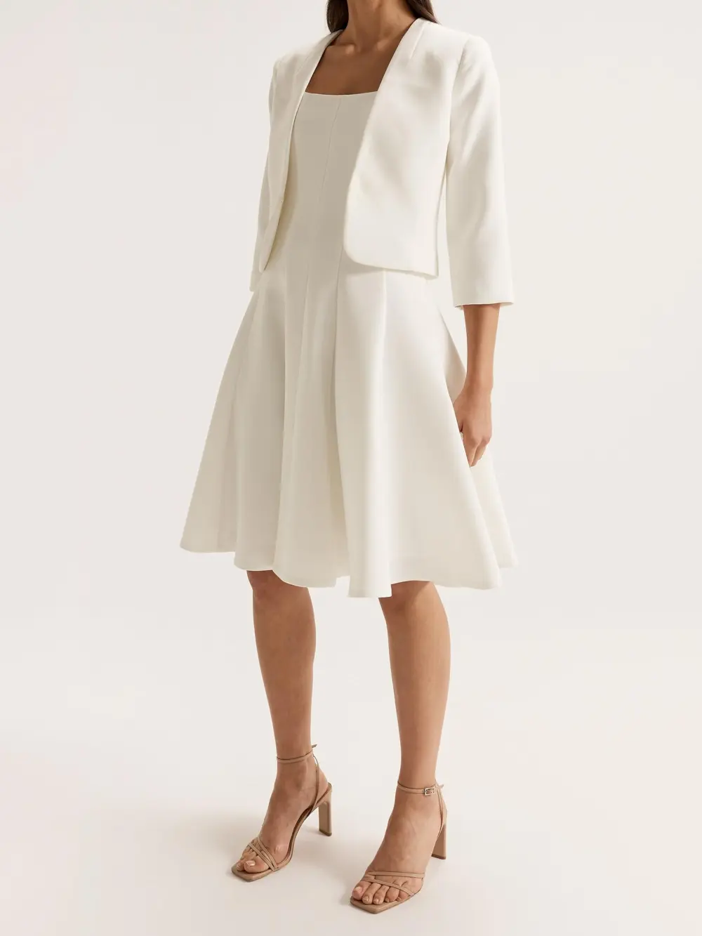 White Keyhole Neck 3/4 Sleeve Jackets