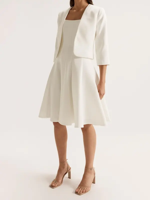 White Keyhole Neck 3/4 Sleeve Jackets