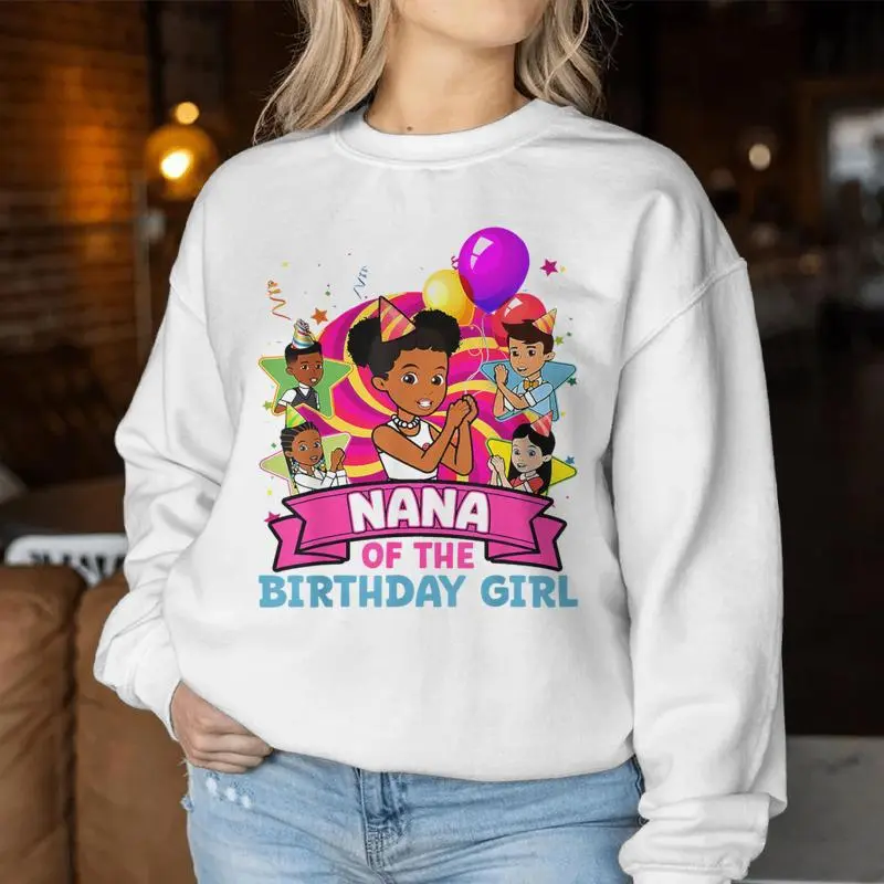 Nana Of Birthday Girl Gracie Pink Doll Family Decorations Women Sweatshirt