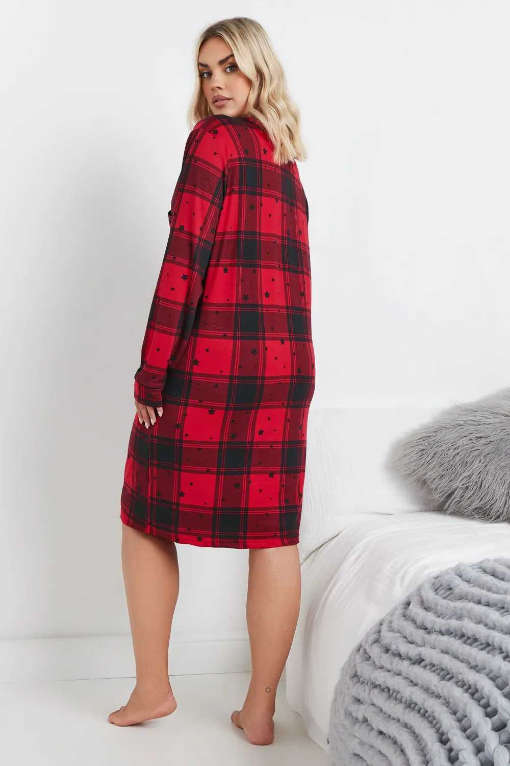 YOURS Curve Red Check Print Soft Touch Nightshirt