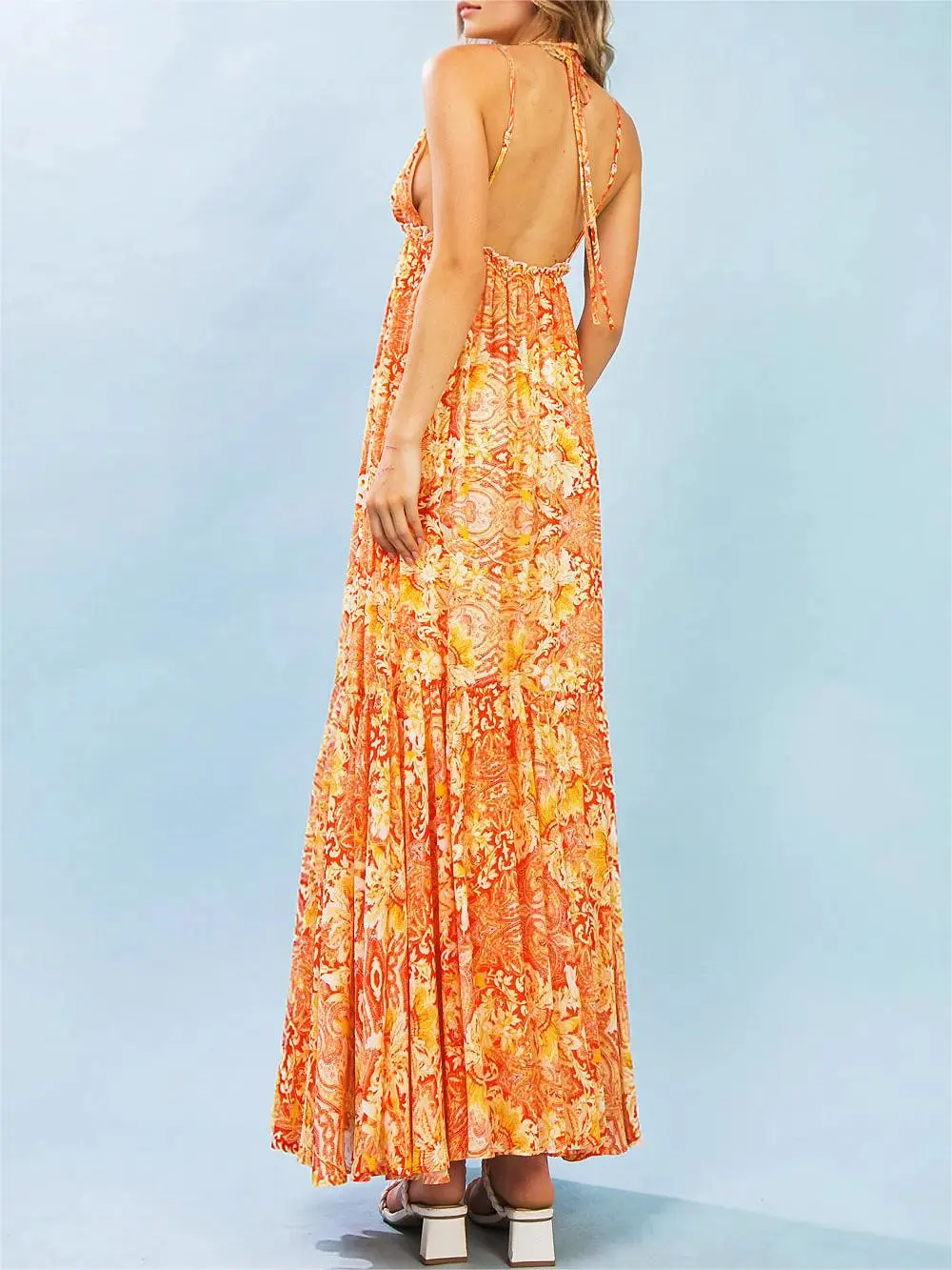 Ruffled Hem Floral Maxi Dress