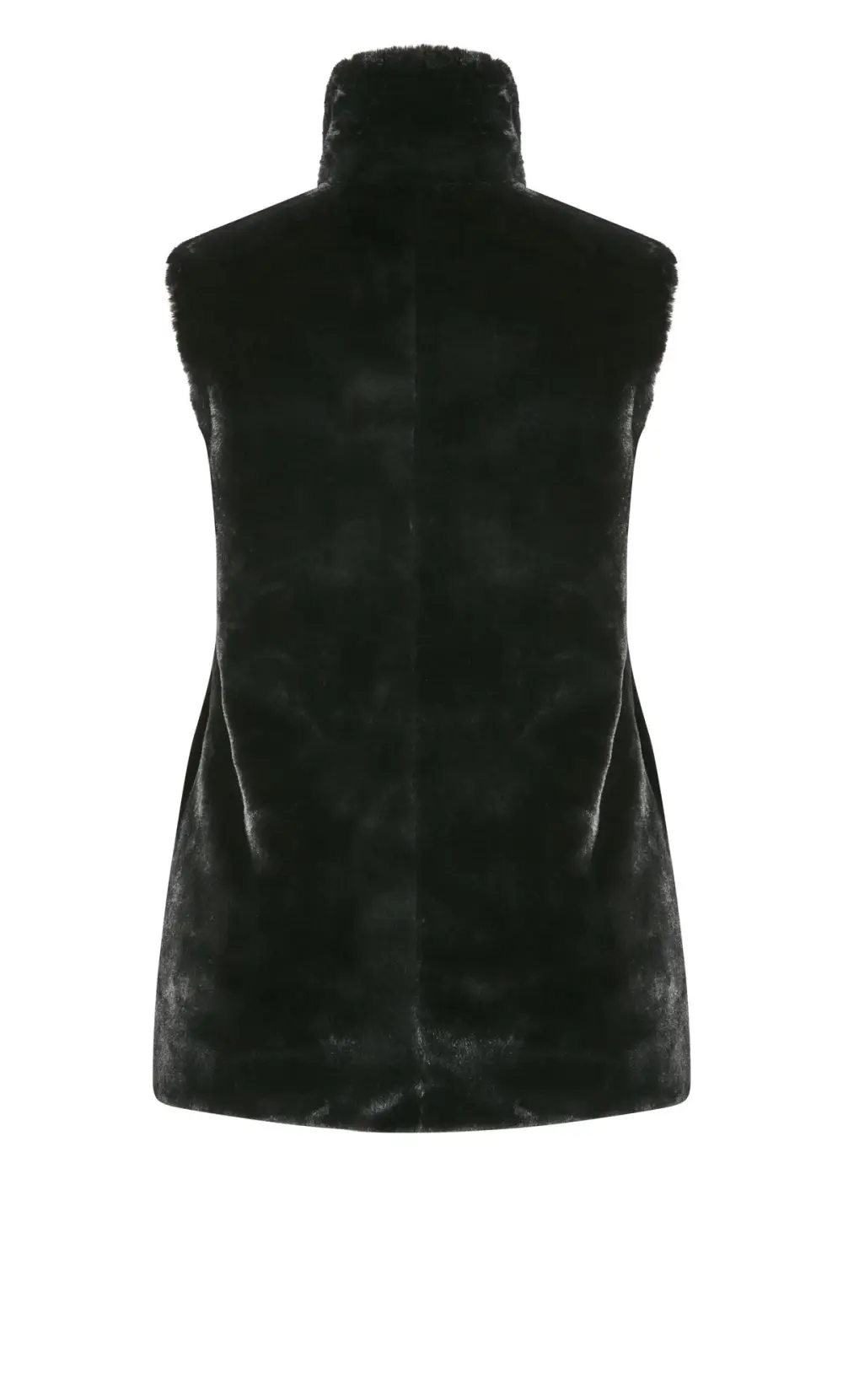 Evans Black Faux Fur Open Collar Gilet