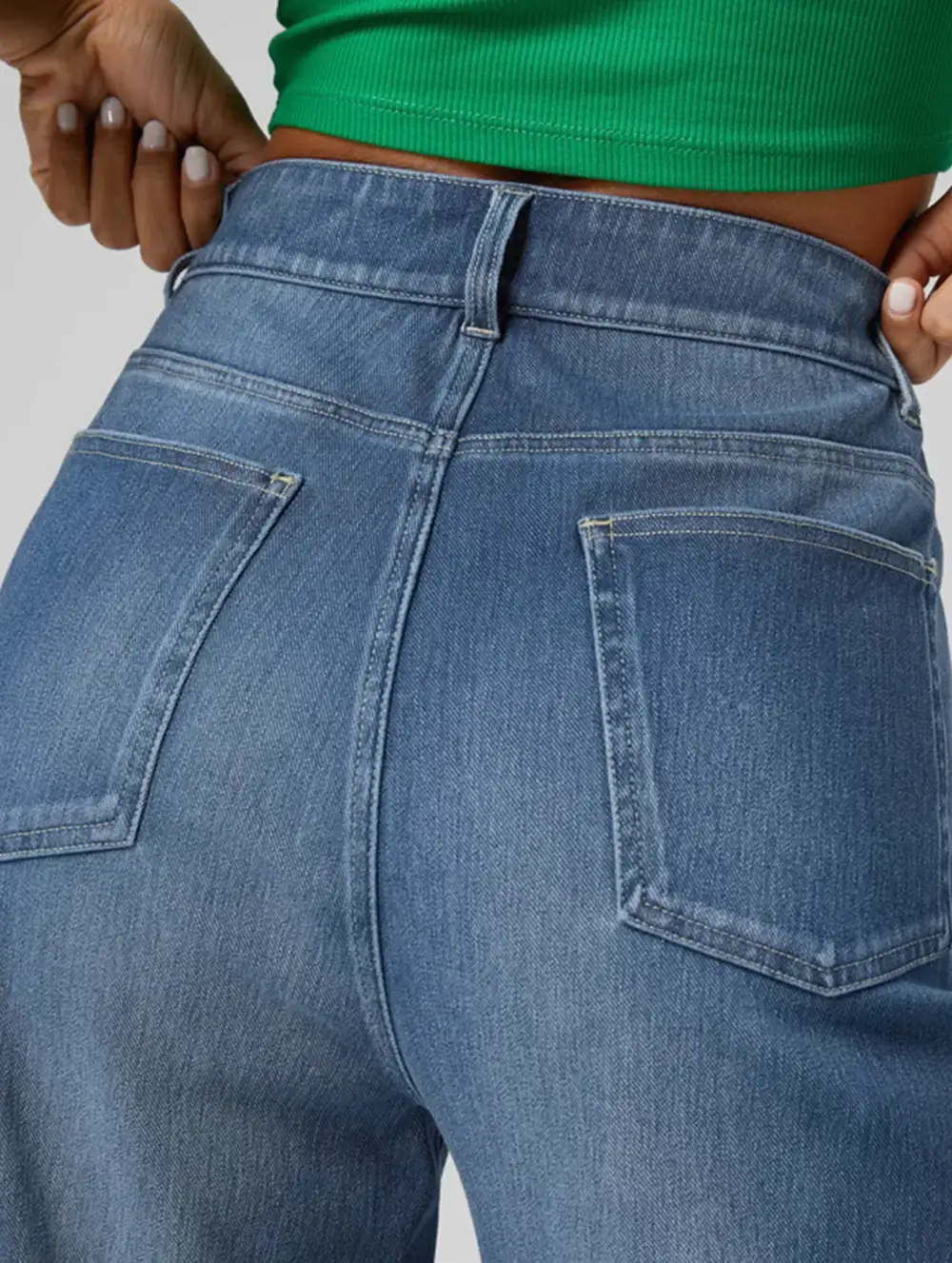 Casual Rolled-Up Wide-Leg Jeans