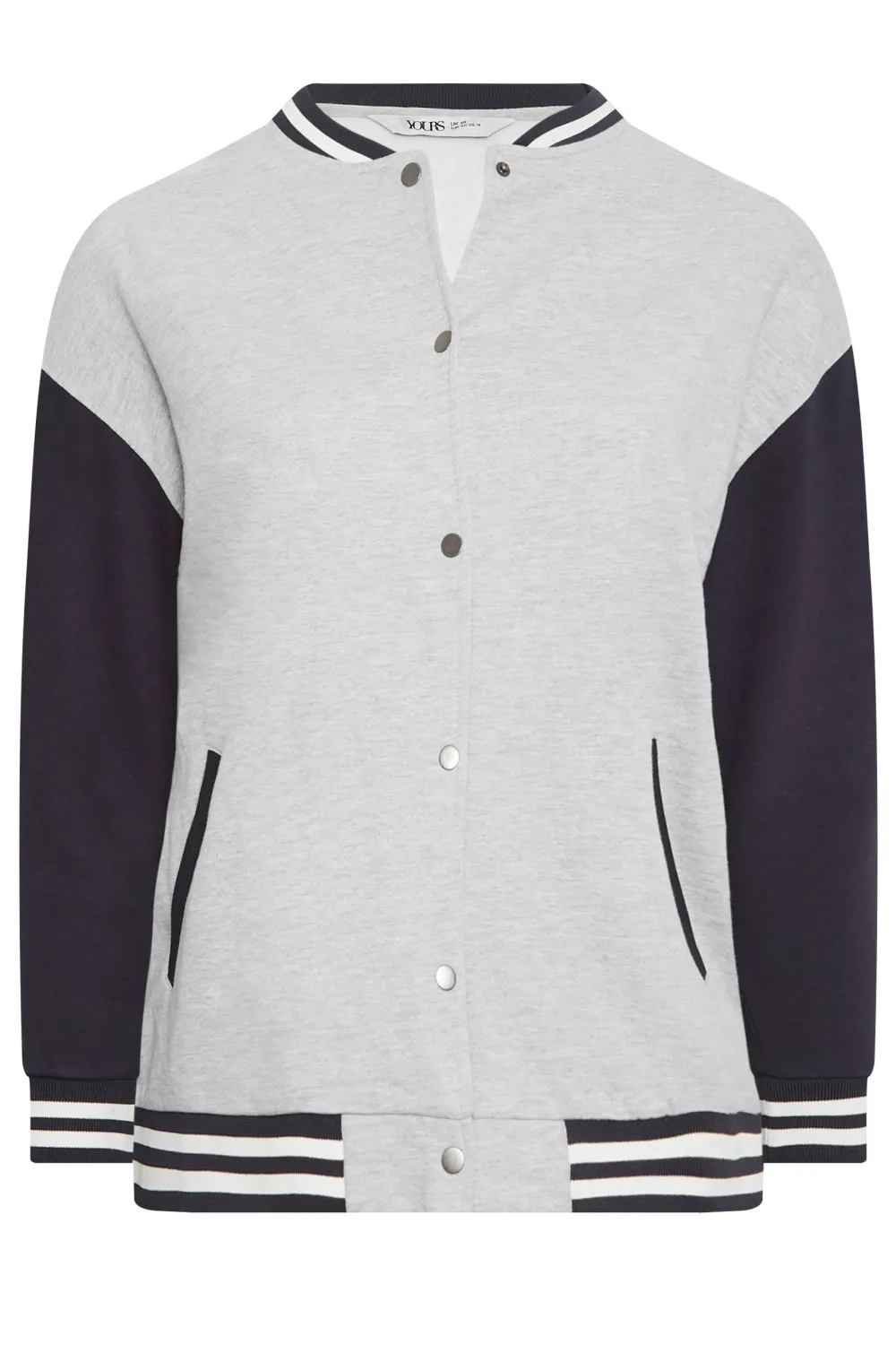 YOURS Curve Grey & Navy Blue Bomber Jacket