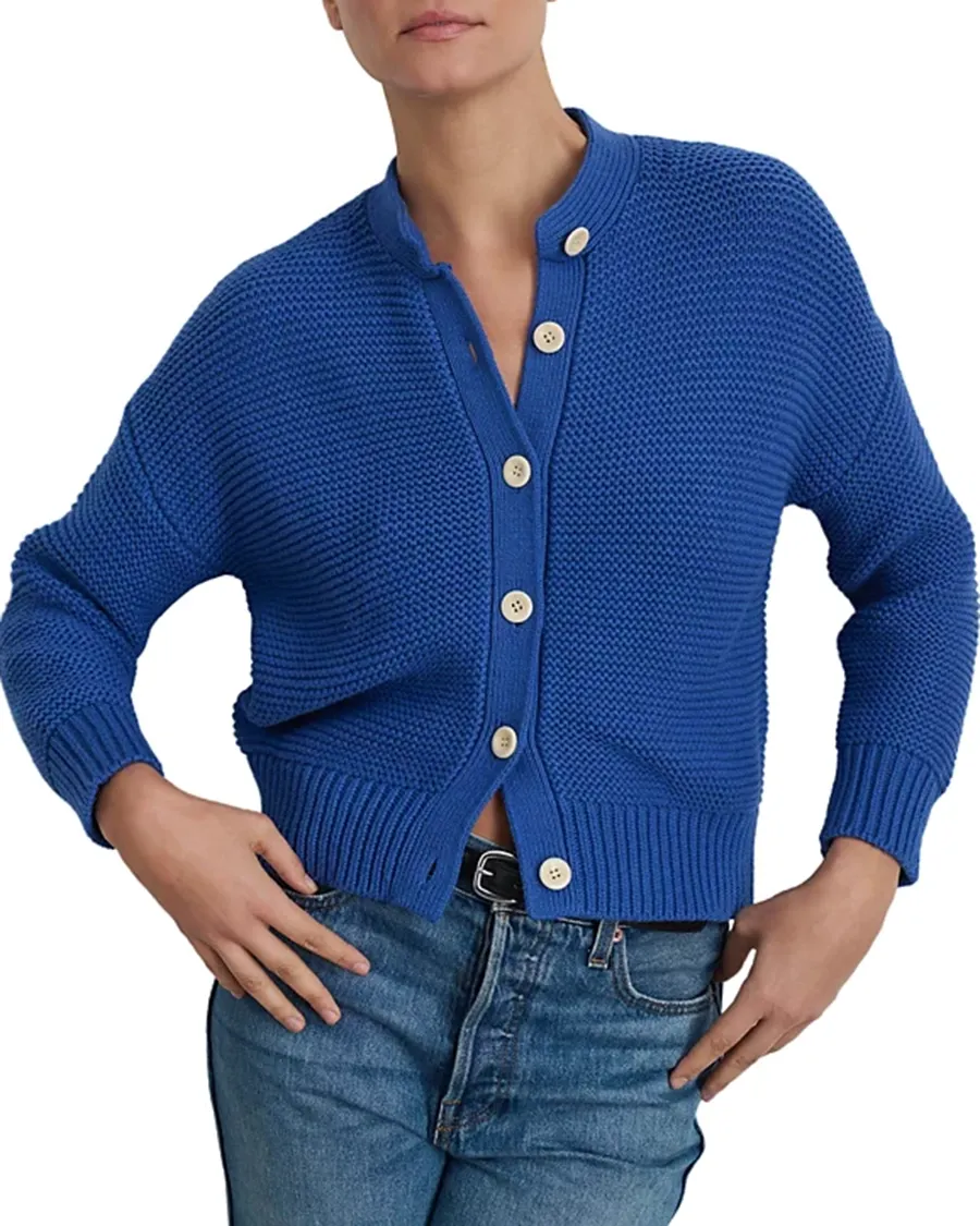 Casual Style Crewneck Cotton Cardigan