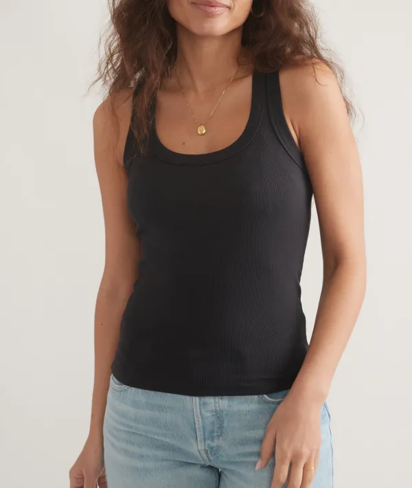 Solid Black Form-Fitting Tank