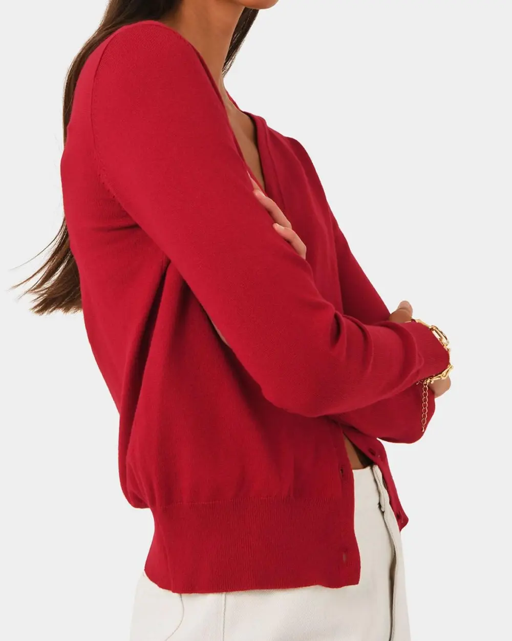 Full Sleeves V-neck Knit Cardigan