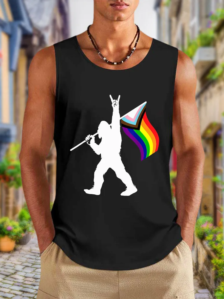 Men'S Vests Bigfoot Rock On LGBTQ Progressive New Pride Flag