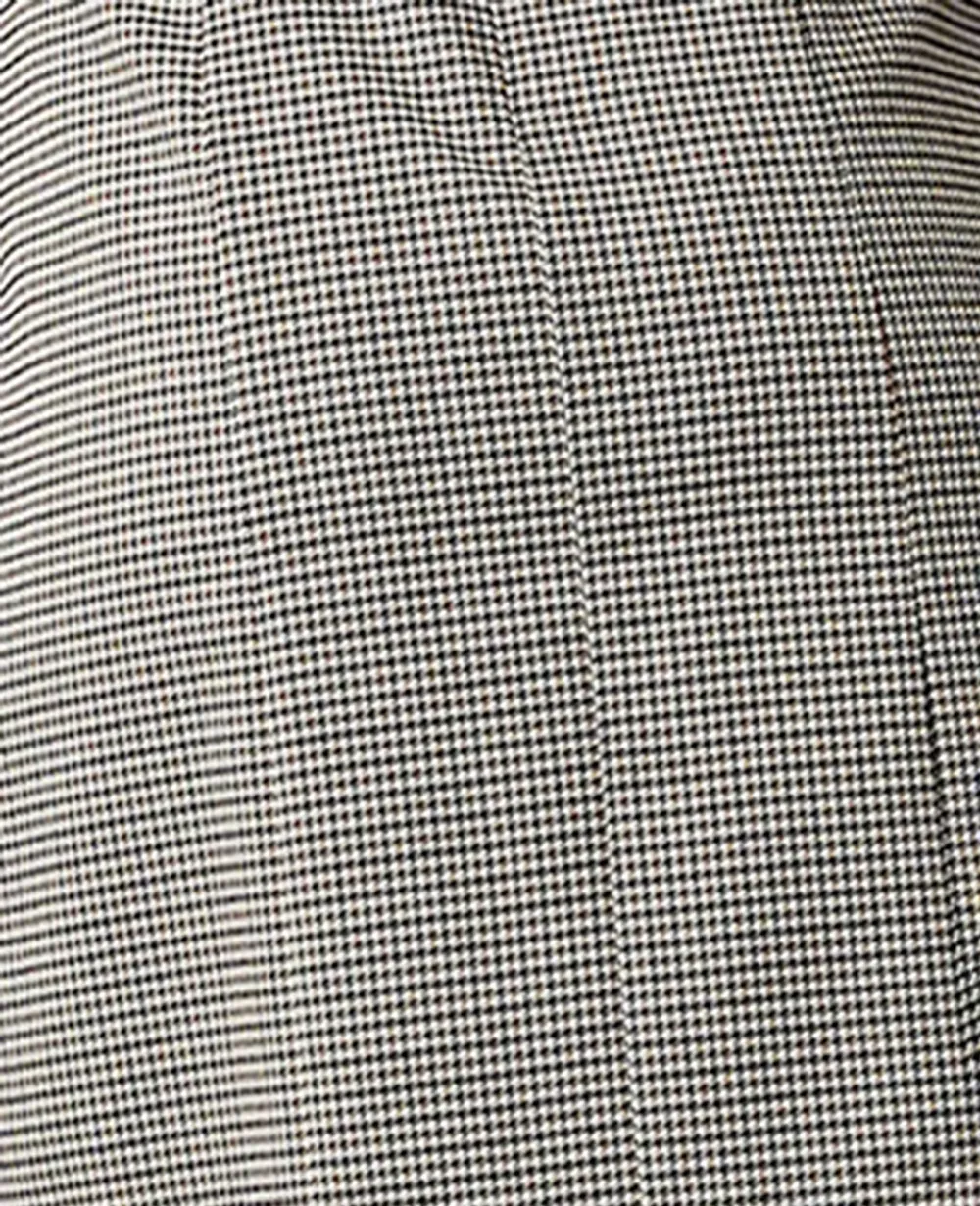 Houndstooth Pleat Front Belted Sheath Dress