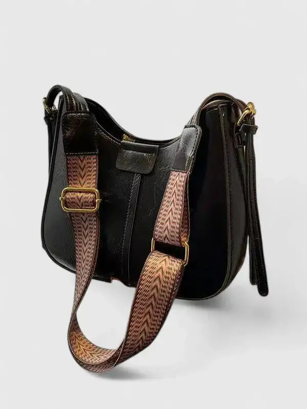 Pebbled Pocket Front Shoulder Bag