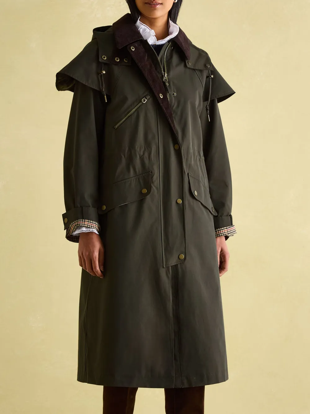 Khaki Green Waterproof Longline Coat