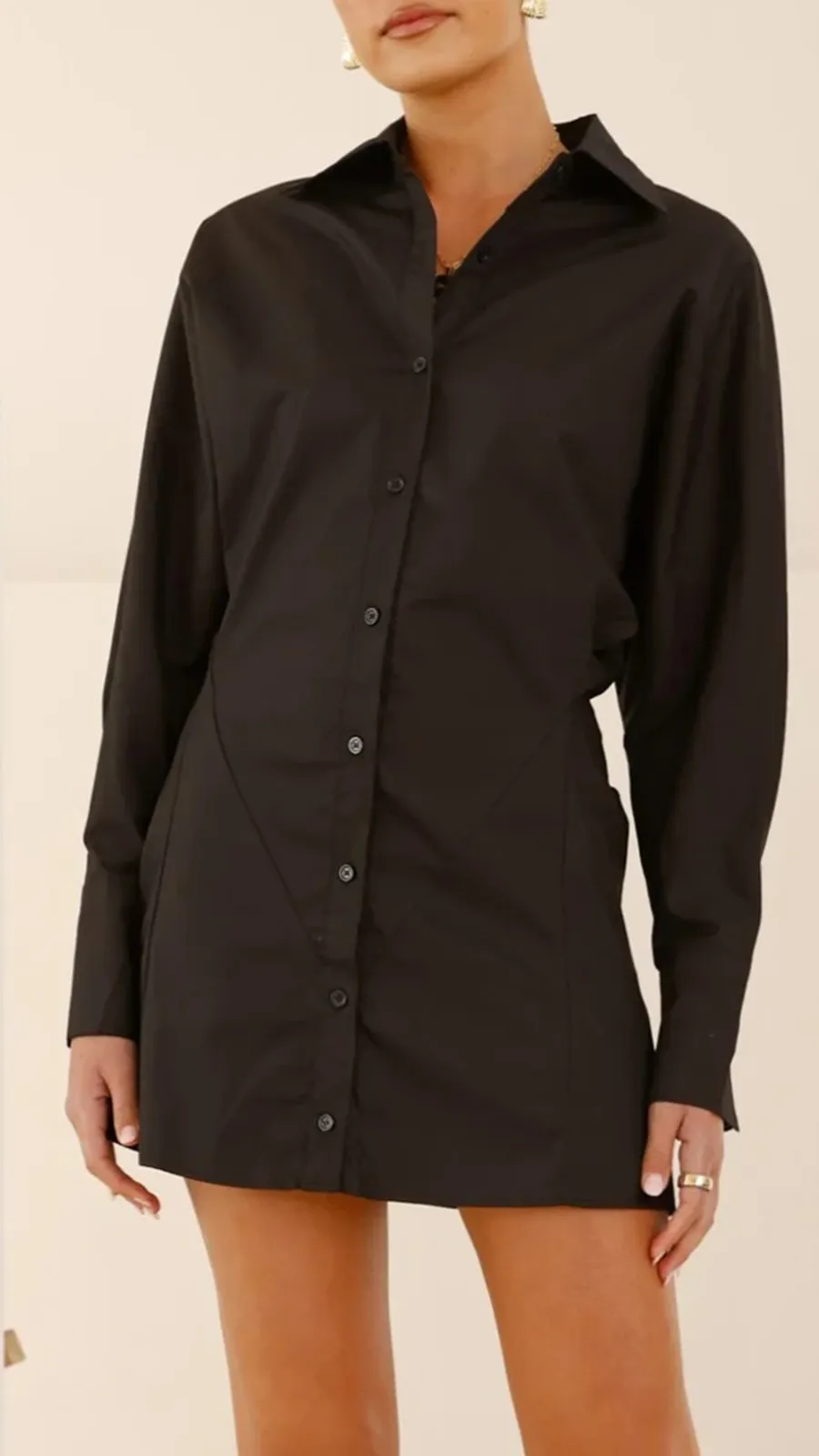 Collared Style Batwing Sleeves Shirt Dress
