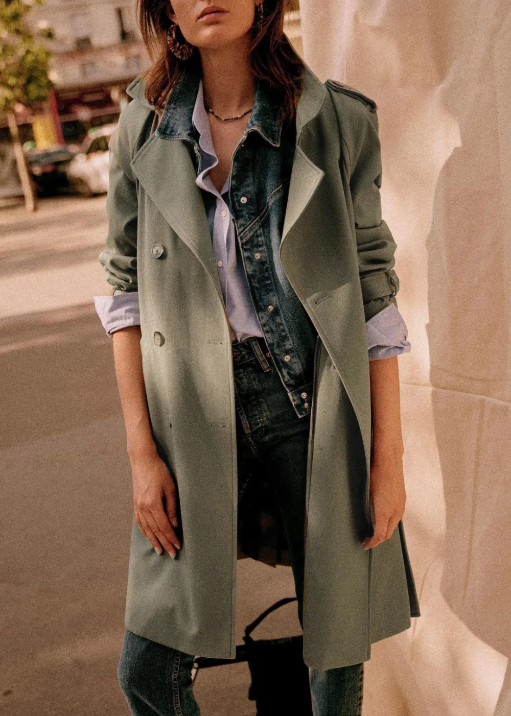Long Belted Trench Coat
