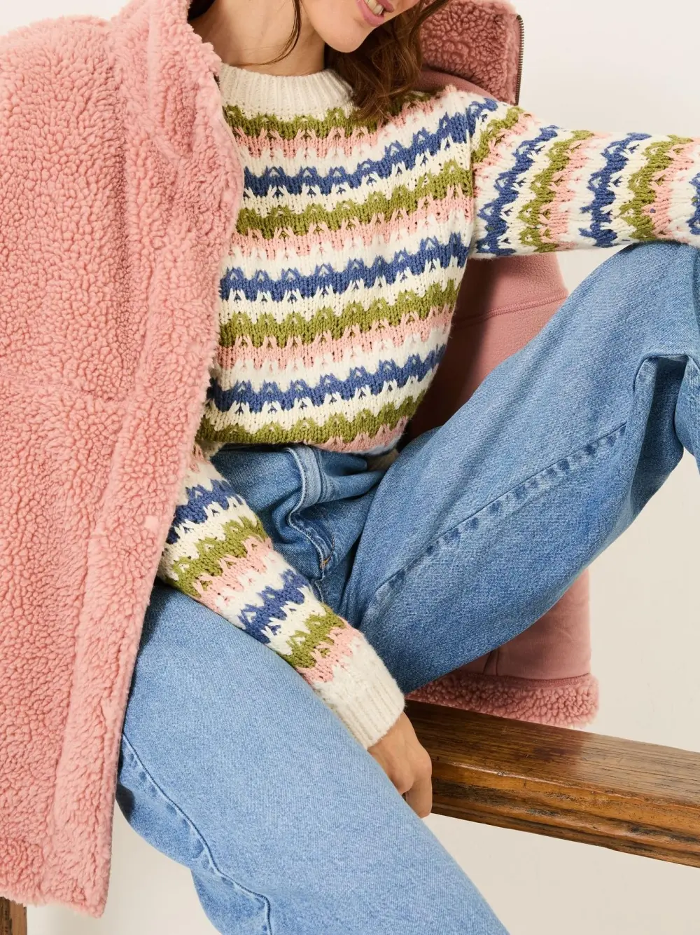 Color Stripes Knitted Pattern Jumper