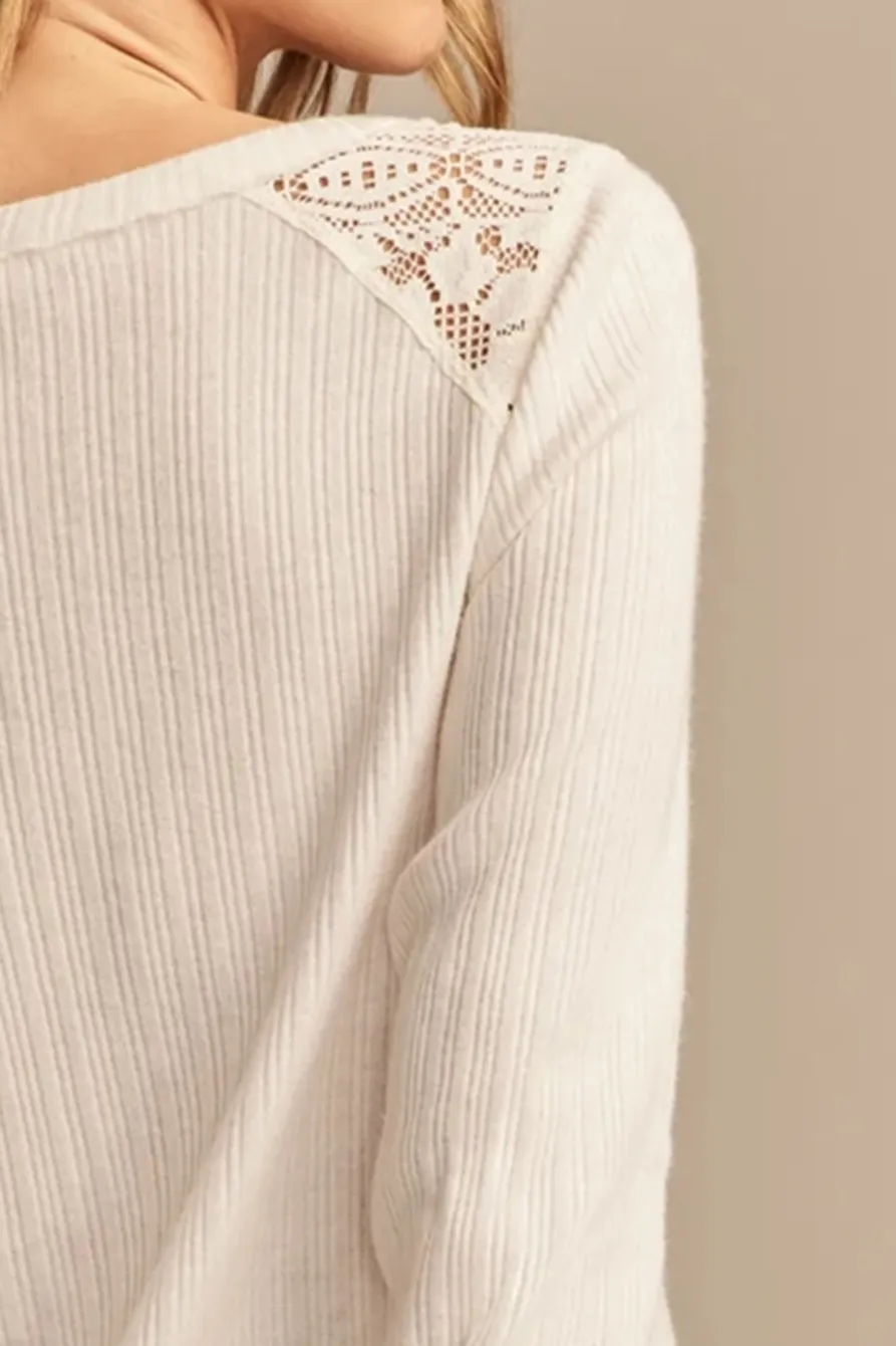 Whisper White Cloud Lace Mix Henley