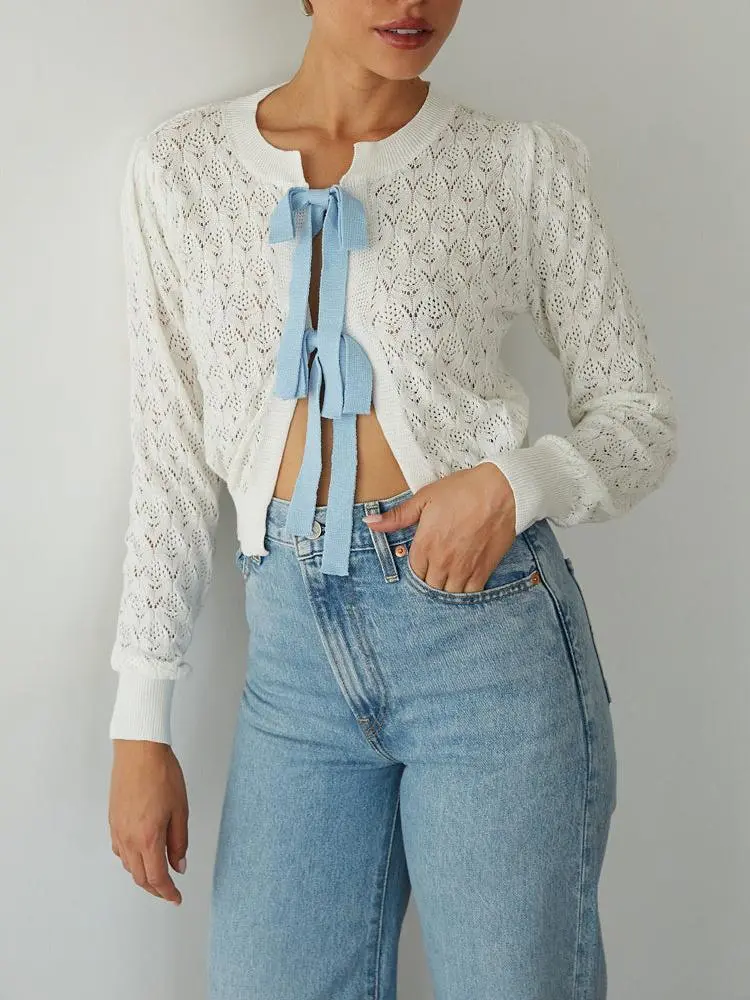 Rory Crochet Bow Cardigan