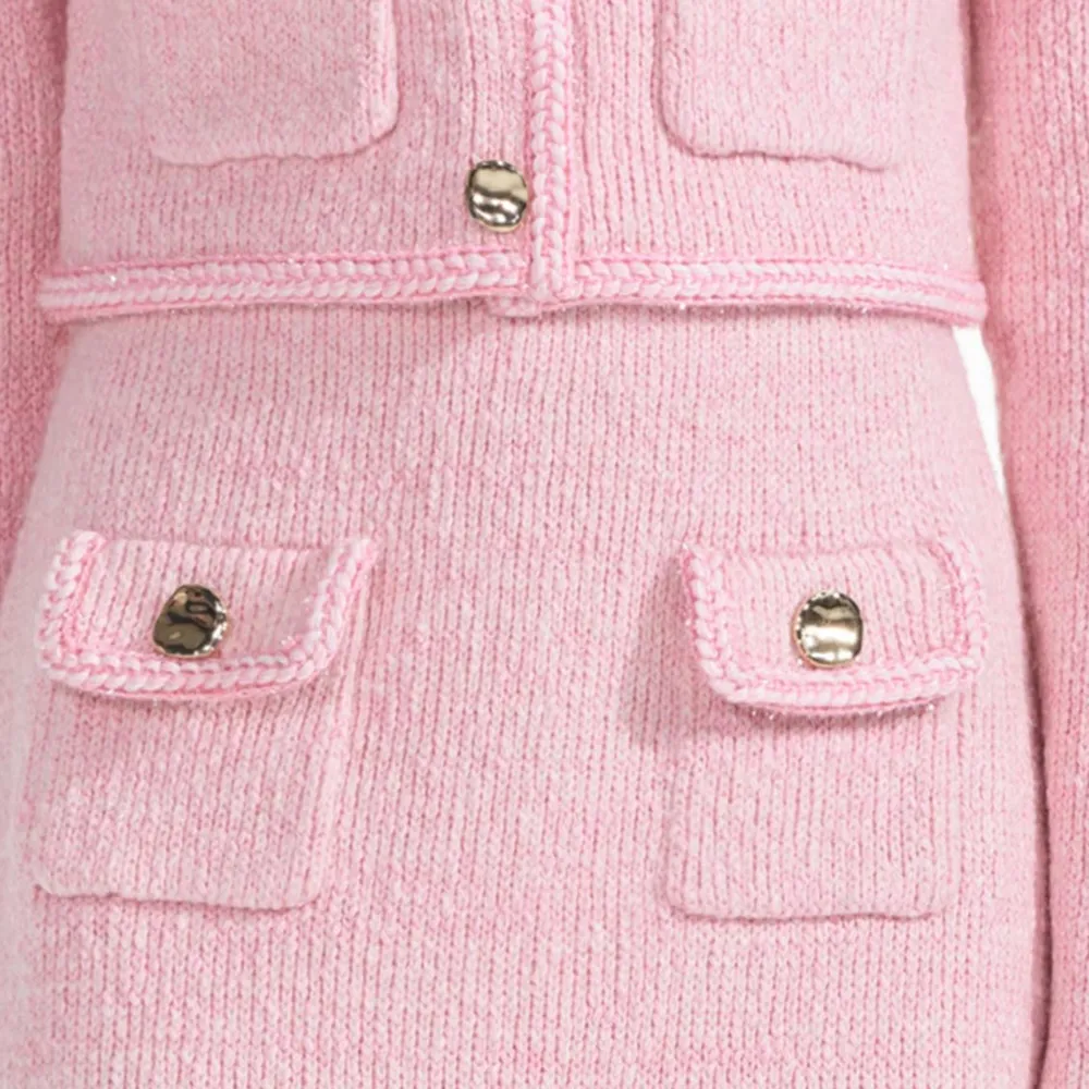 Pink Melange Merino Knit Skirt