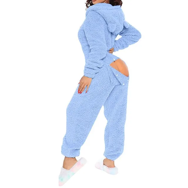 Women's Plush Onesie Christmas Pure Color Warm Fashion Home Xmas Daily Bed Polyester Warm Hoodie Long Sleeve Hole Fall Winter Black Pink