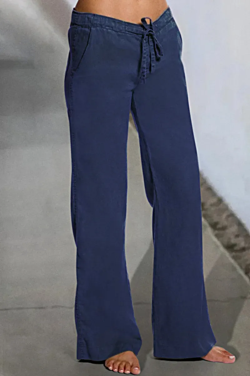 Drawstring Low Waist Wide Leg Jeans