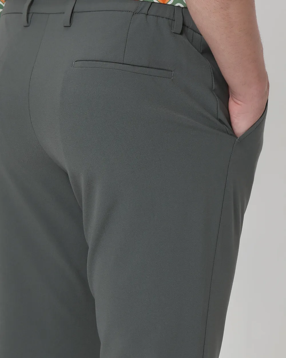 Classic Versatile Soft Slim-Fit Straight-Leg Olive Trousers