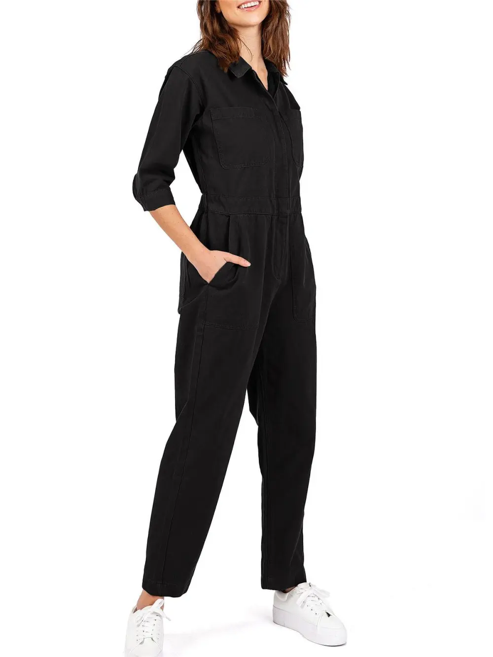 Pocketed Coverall Aviator Jumpsuit