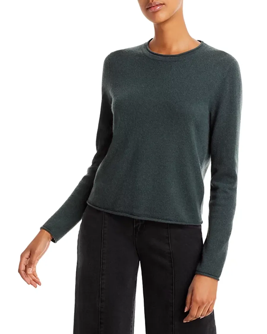 Casual Style Rolled Edge Cashmere Sweater