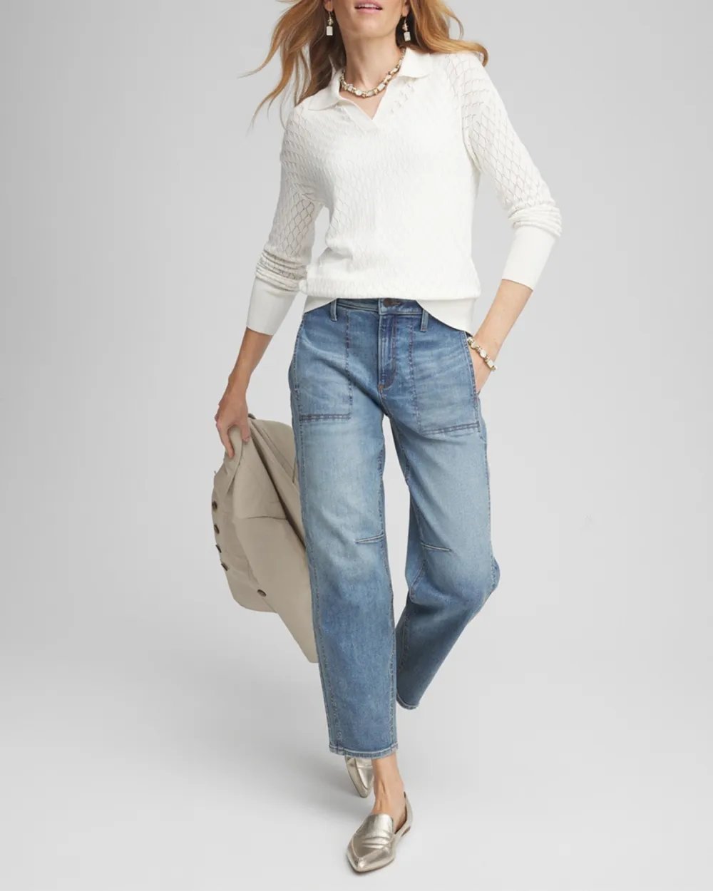 Collared V-Neck Pullover Sweater